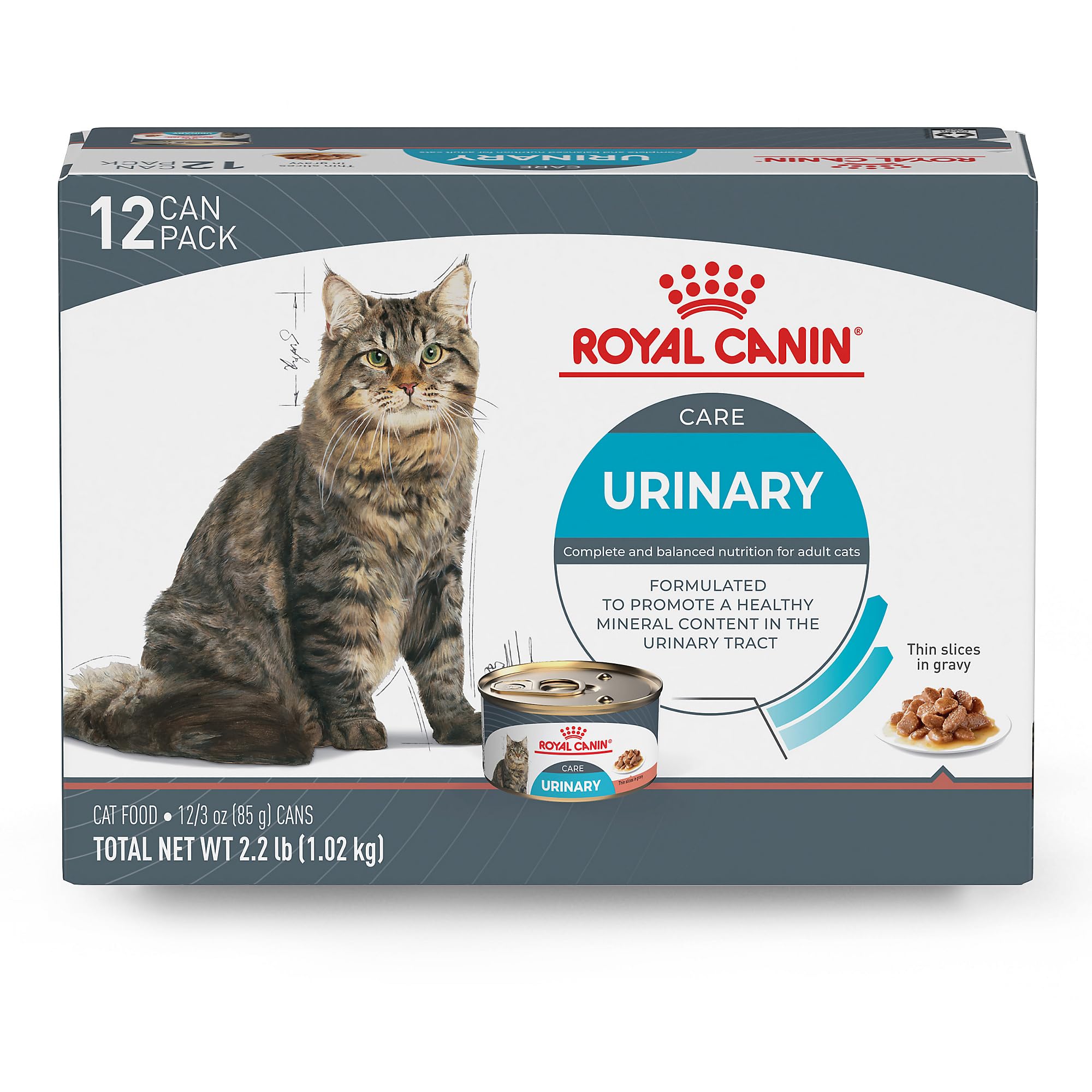 Royal Canin front can showing product and benefits