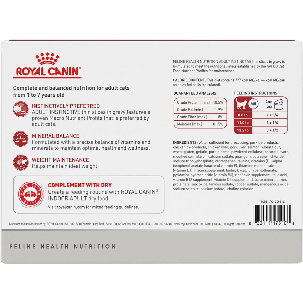 ROYAL CANIN close-up thin slices in gravy showing tender texture for easy eating