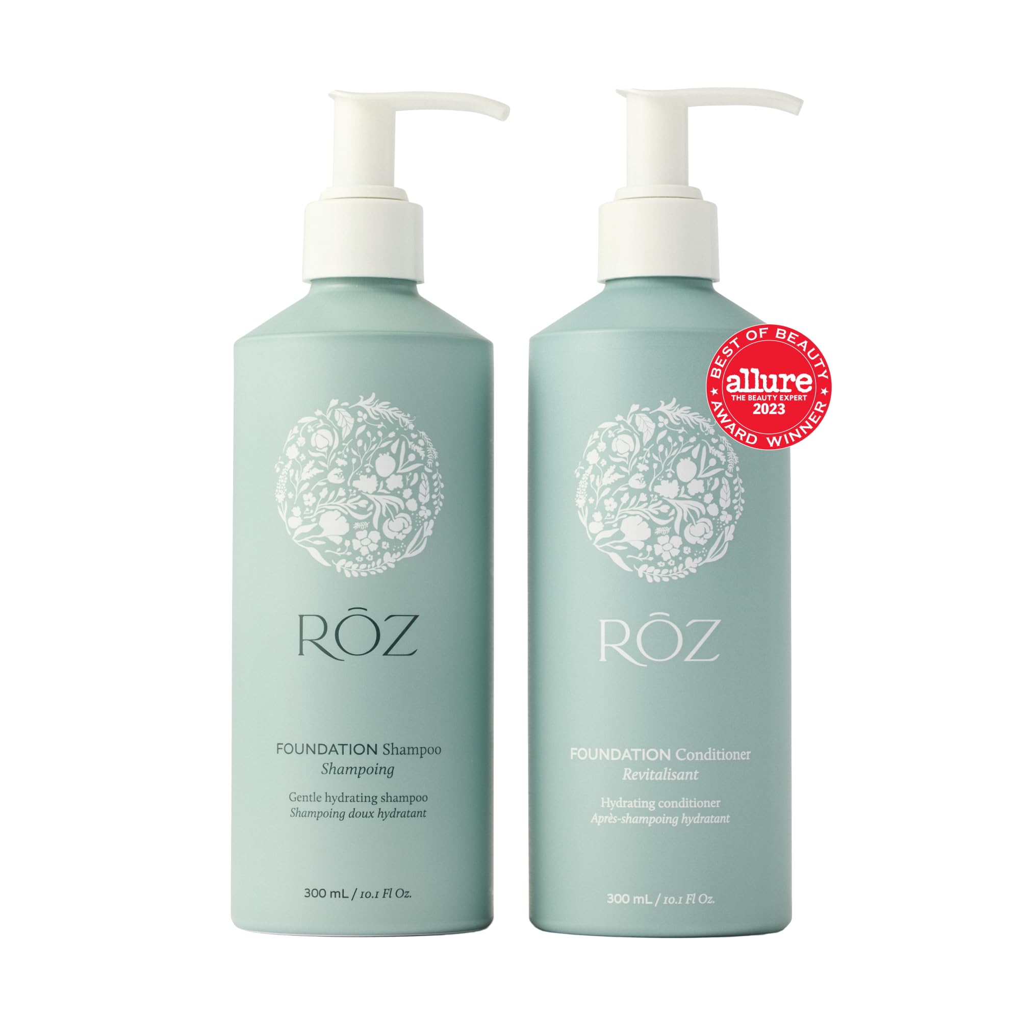 RŌZ front packaging duo showing both 10.1 oz bottles and product benefits