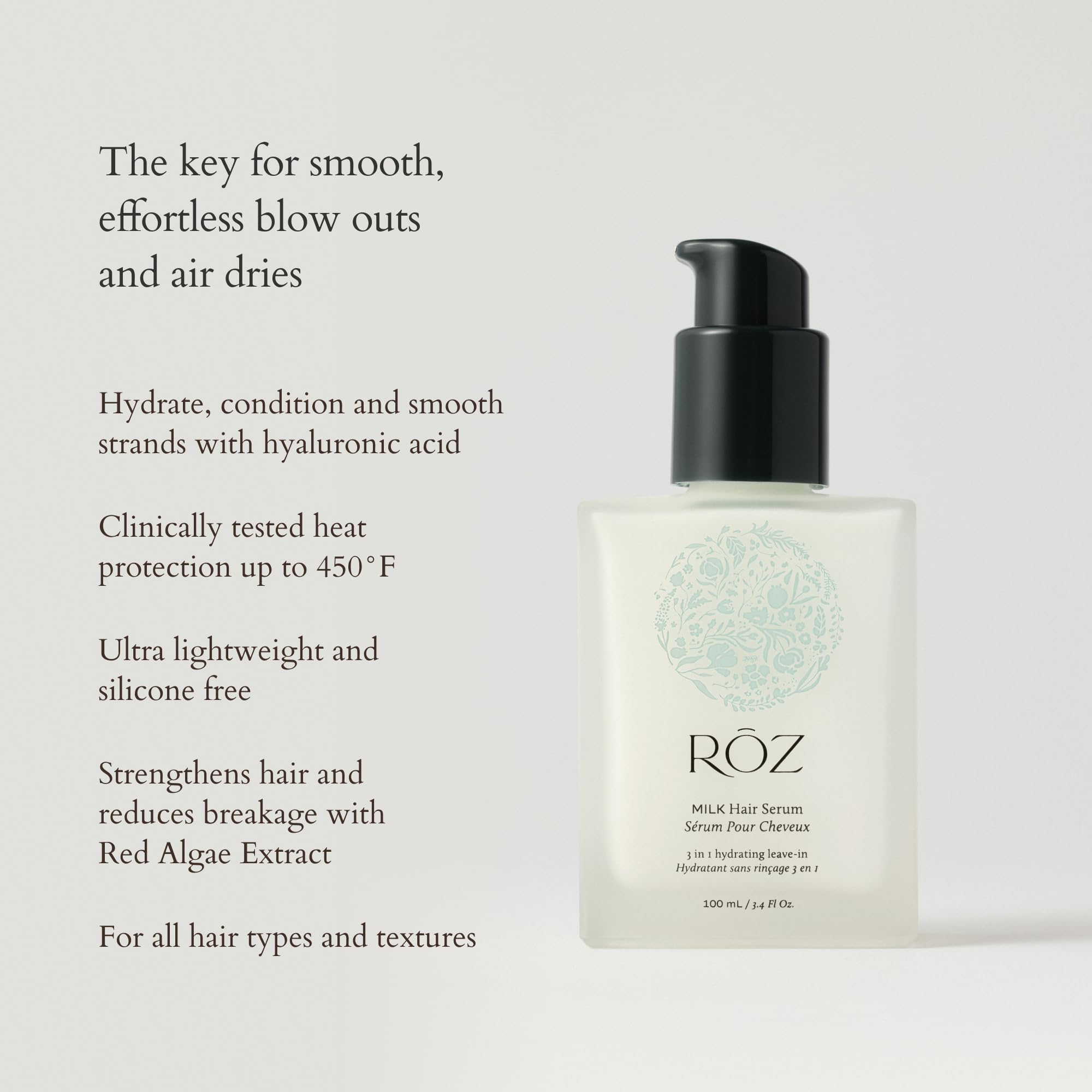 RŌZ bottle beside sunglasses to show 3.4 fl oz scale and portability benefit