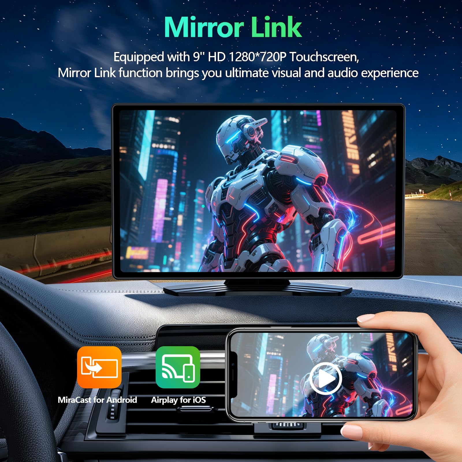 RQO installed on car dashboard offering quick plug-and-play upgrade