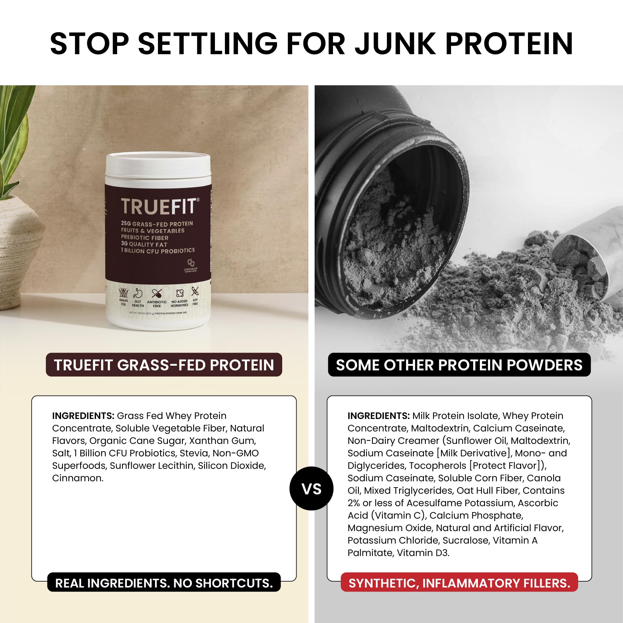 RSP NUTRITION TrueFit ingredients display with greens and superfoods for added nutrients