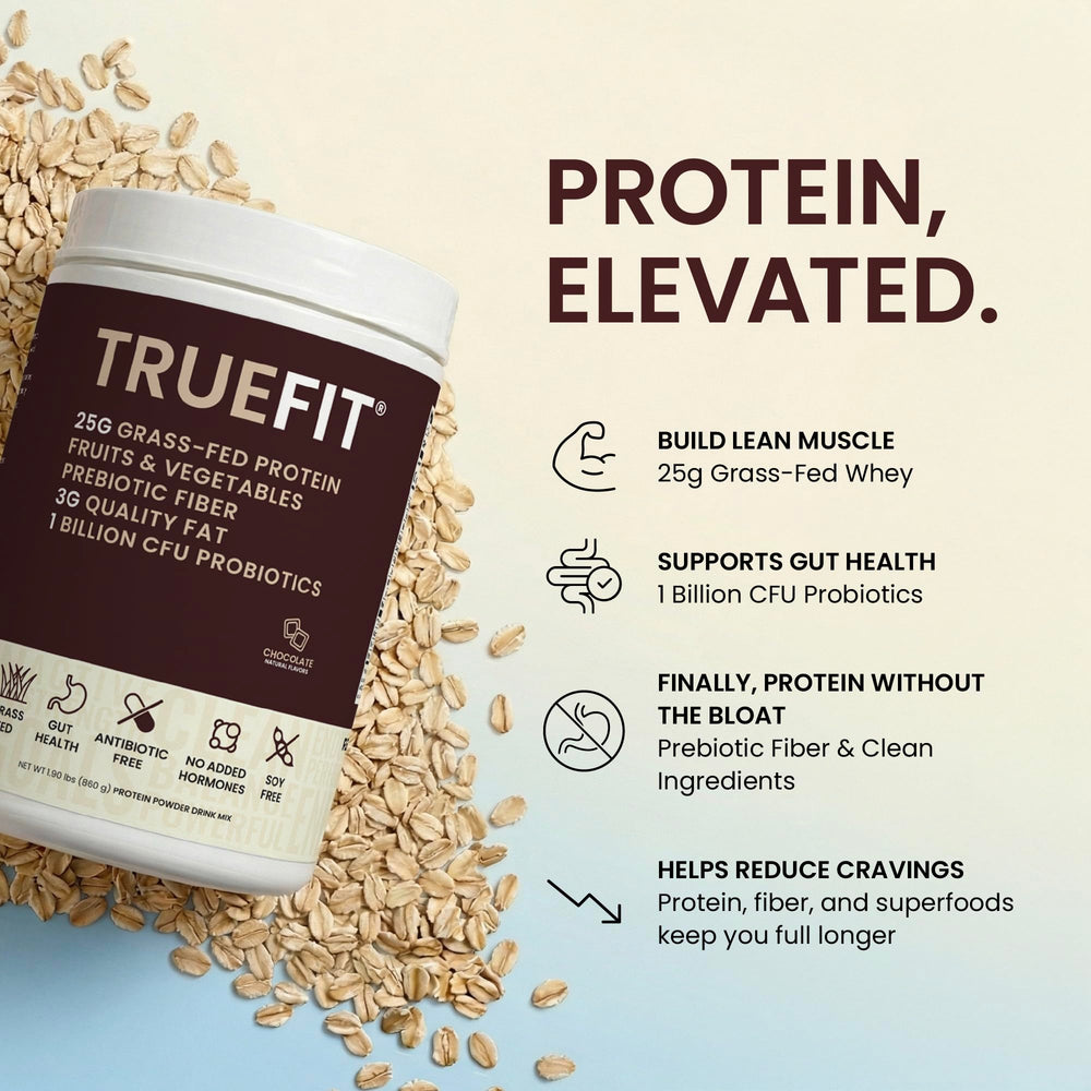 RSP NUTRITION TrueFit scoop and powder close-up highlighting smooth texture benefit