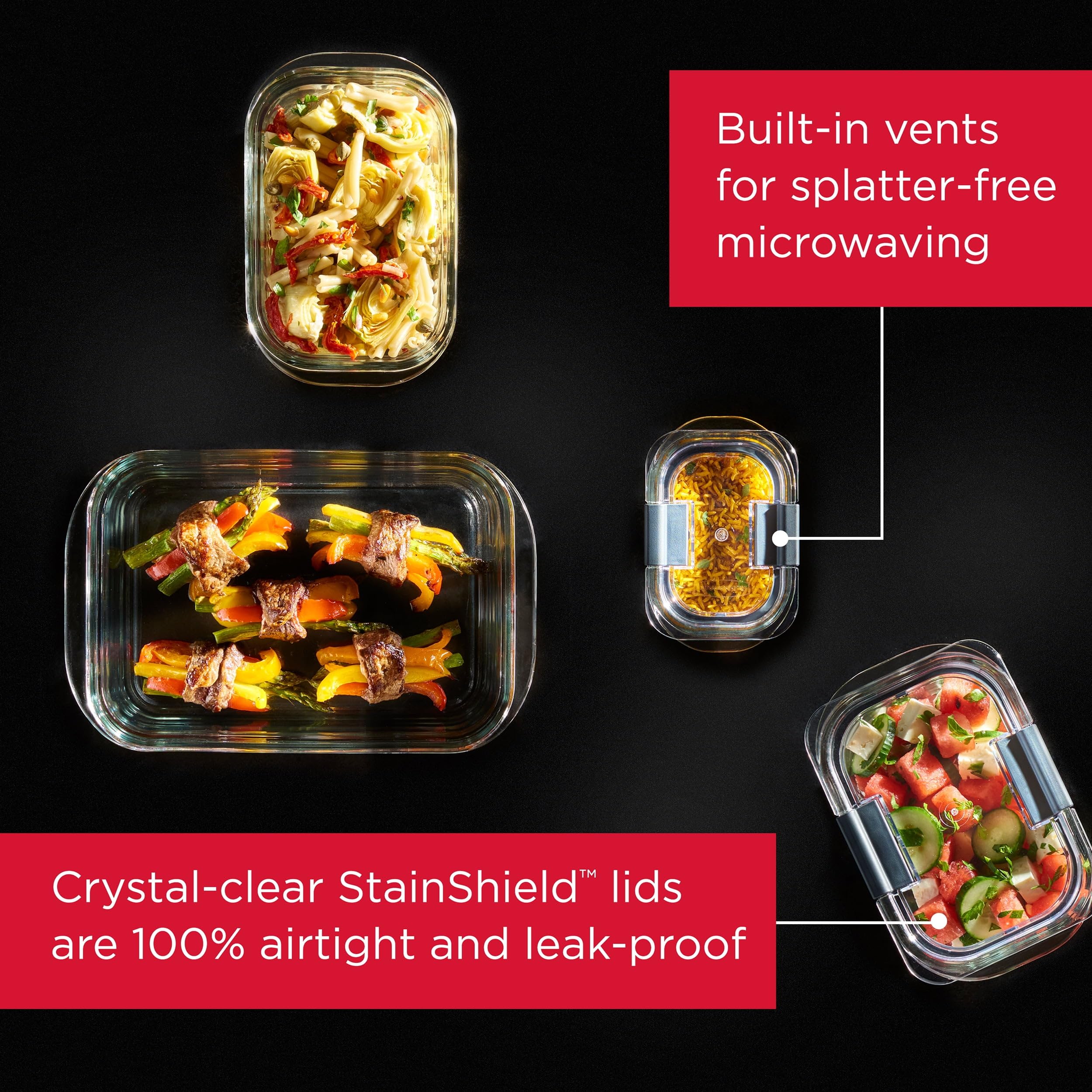 Rubbermaid Brilliance close-up of clear lid and latch for leak protection