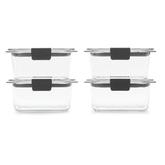 Rubbermaid Brilliance clear closed lid detail showing airtight seal for leak protection