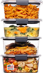 Rubbermaid Brilliance front view showing clear container and lid, ideal for visibility