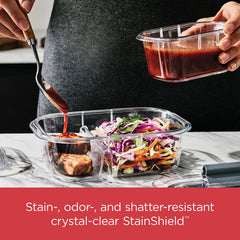 Rubbermaid Brilliance reheating in microwave with vent open for splatter-free warming