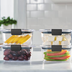 Rubbermaid Brilliance stacked in fridge demonstrating space‑saving modular storage