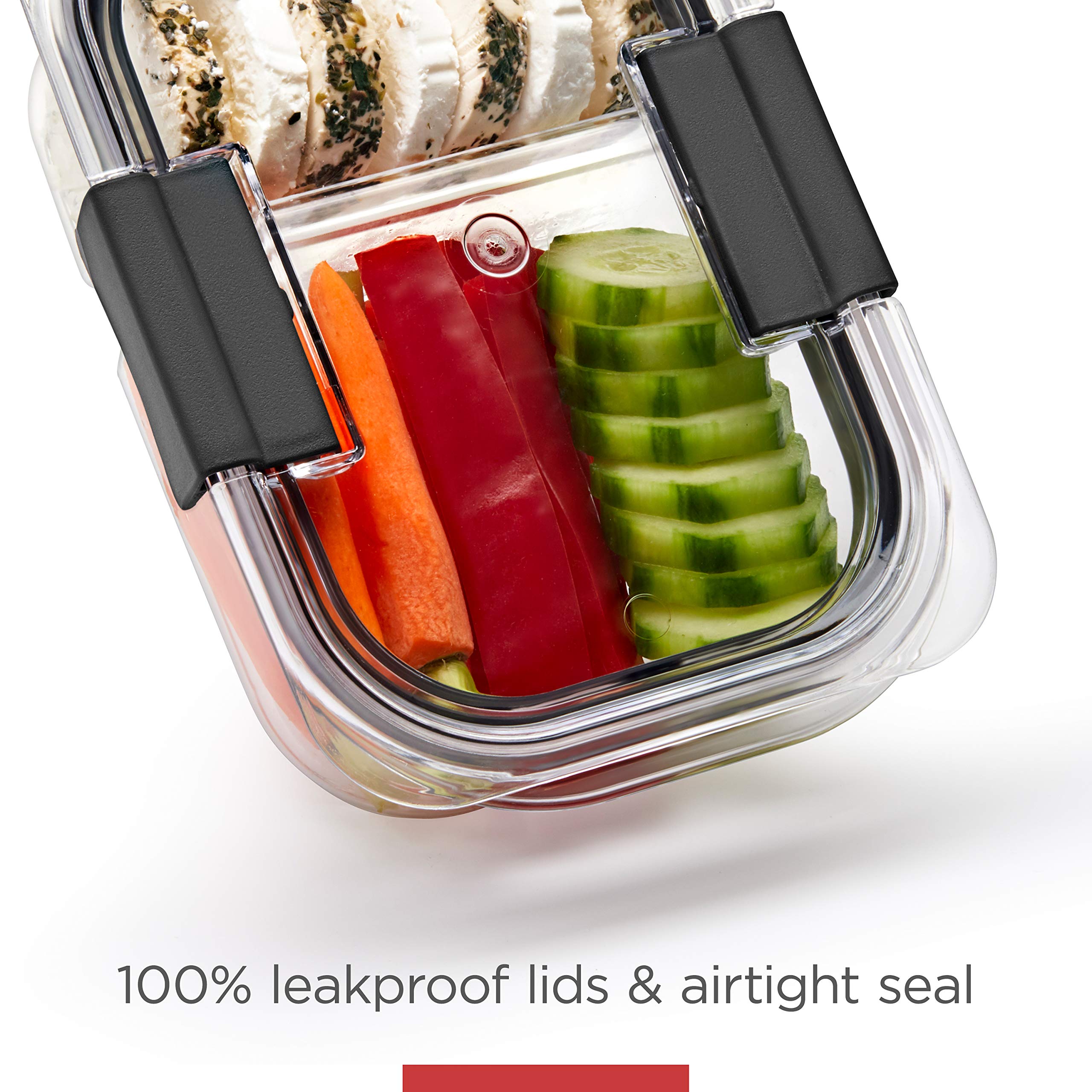Rubbermaid Brilliance stacked in fridge demonstrating modular stacking and space-saving