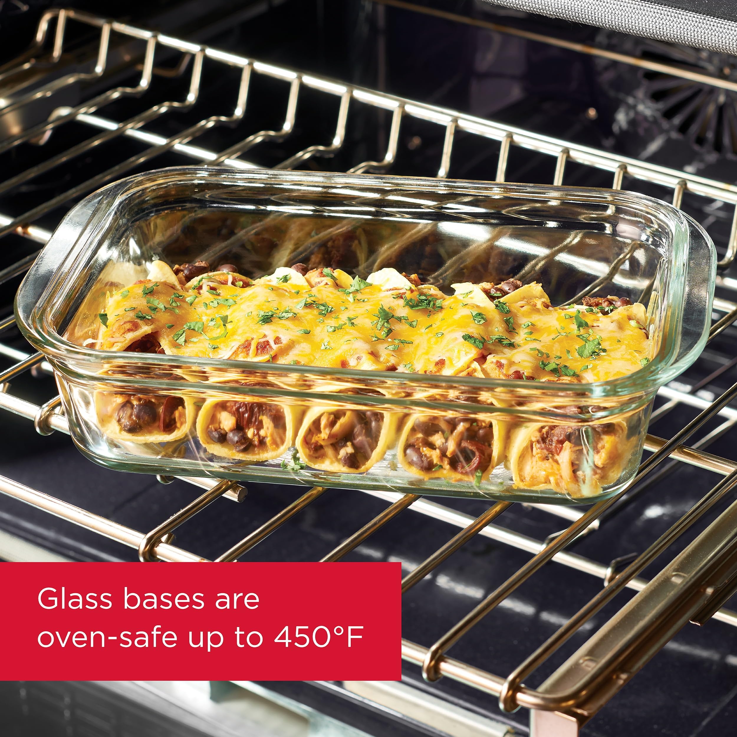 Rubbermaid Brilliance stacked containers in fridge maximizing space