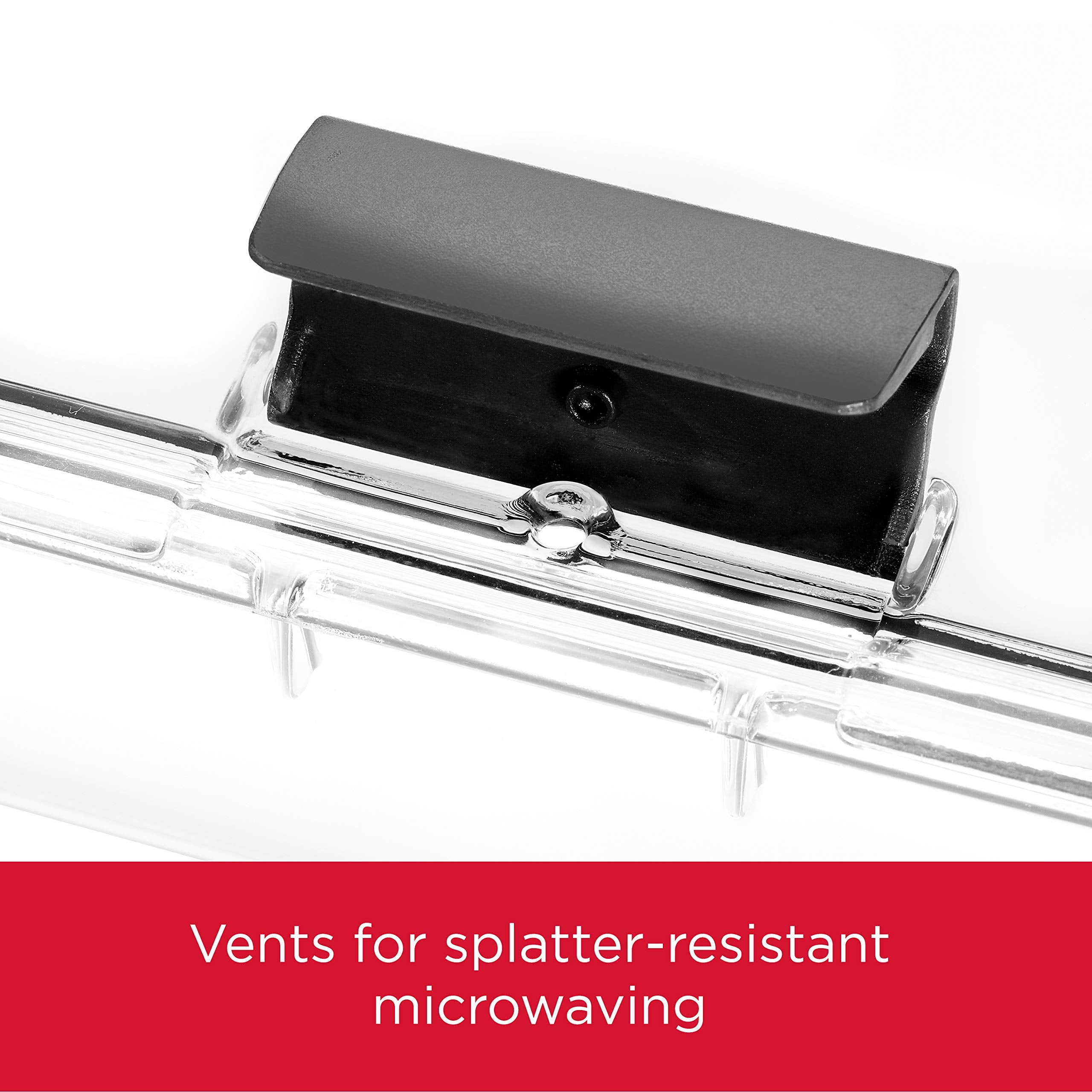 Rubbermaid Brilliance latch and vent close-up for safe microwave reheating