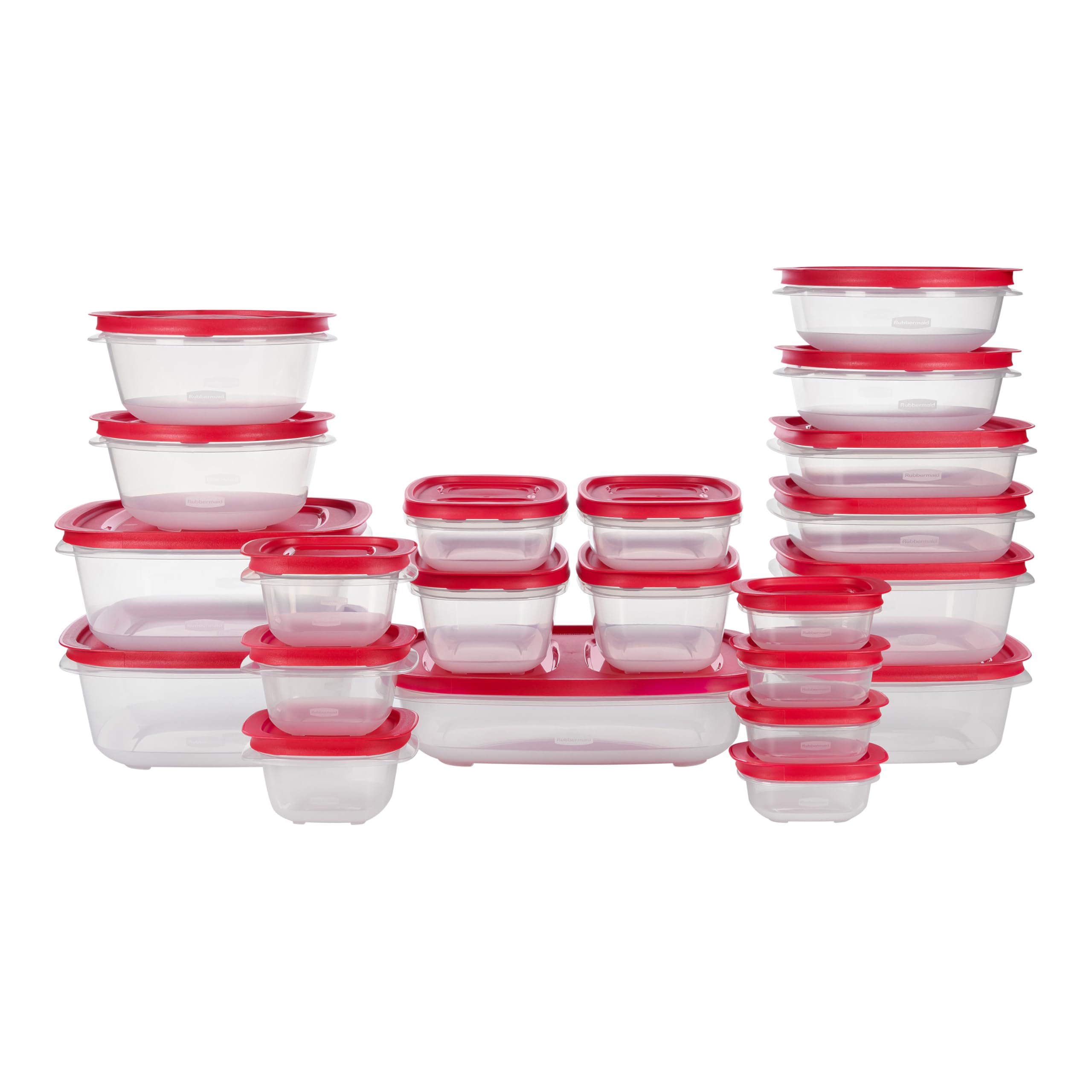 Rubbermaid front view of full 44-piece set showing organized contents and value