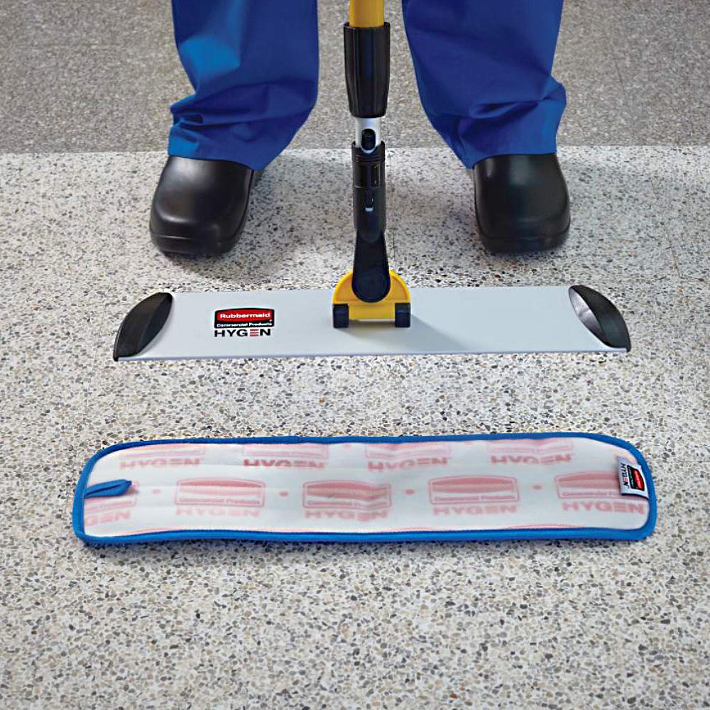 Rubbermaid Commercial HYGEN handle tip non-slip detail preventing the mop from sliding on walls