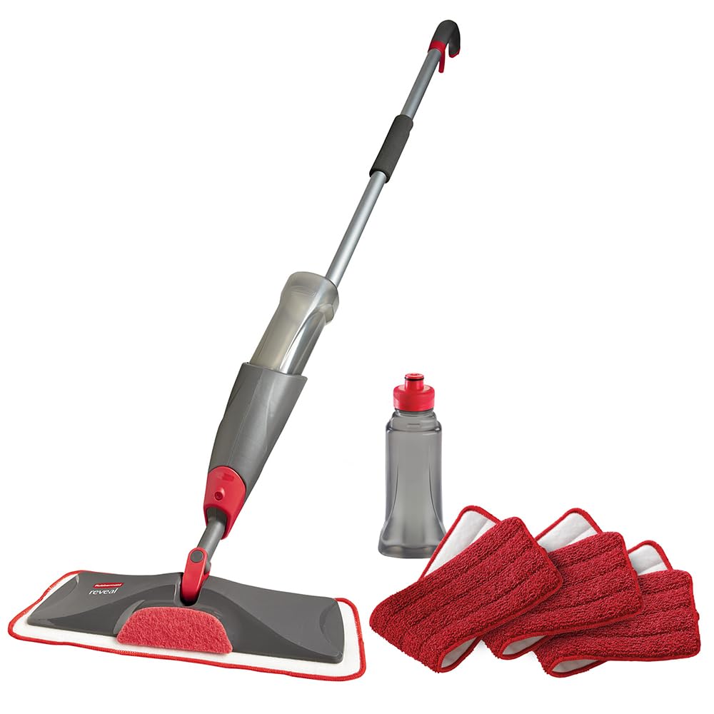 Rubbermaid Reveal front view showing full spray mop for easy storage
