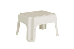 Rubbermaid Roughneck front view showing stable platform and neutral bisque color for versatility