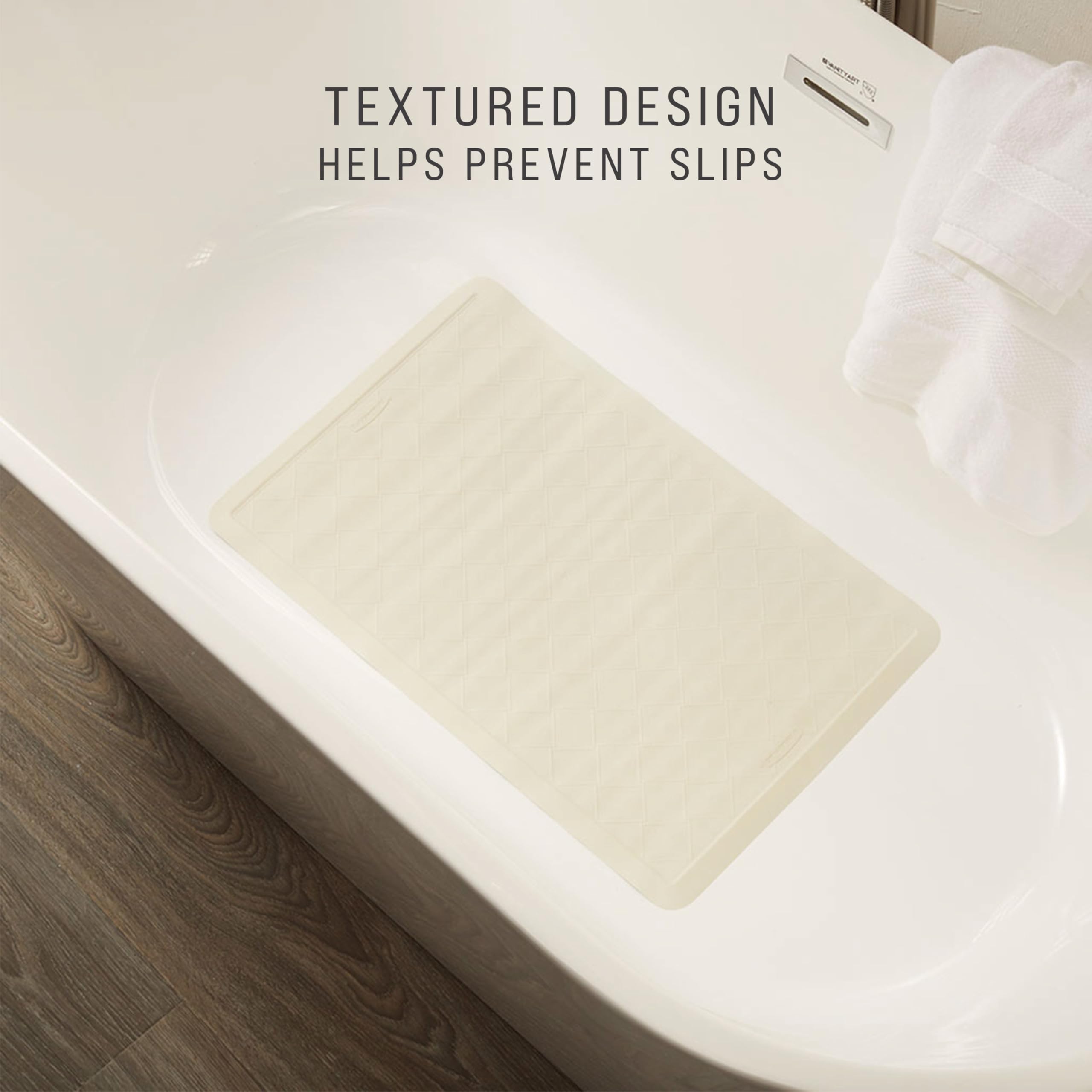 Rubbermaid Safti-Grip placed in bathtub demonstrating immediate anti-slip benefit