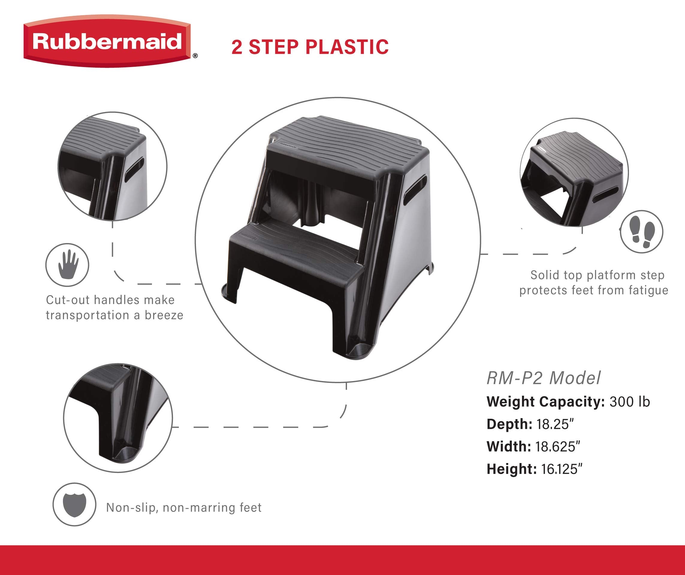 Rubbermaid close-up of top platform showing wide stable standing area