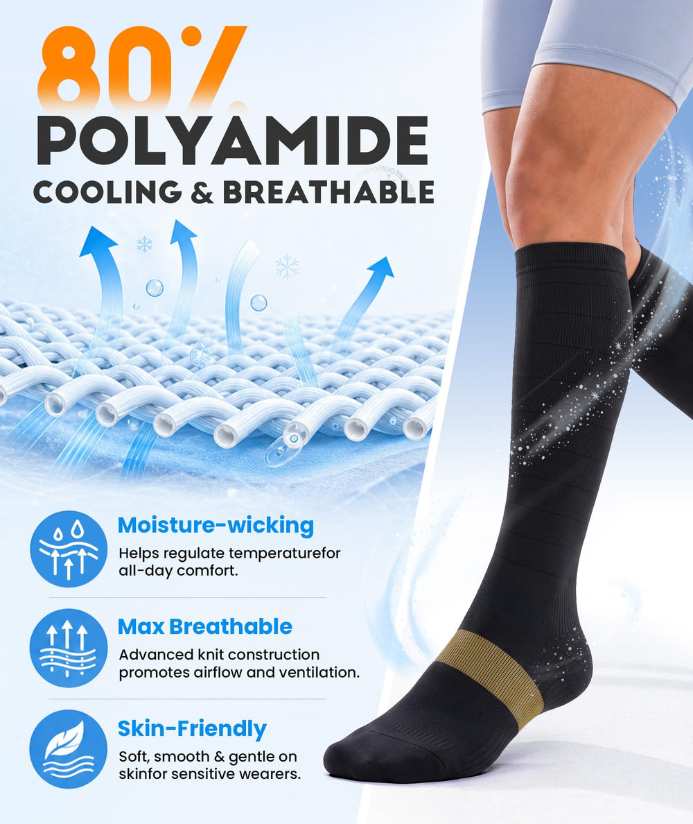 RUIXUE breathable calf mesh detail keeping legs cooler and moisture-free
