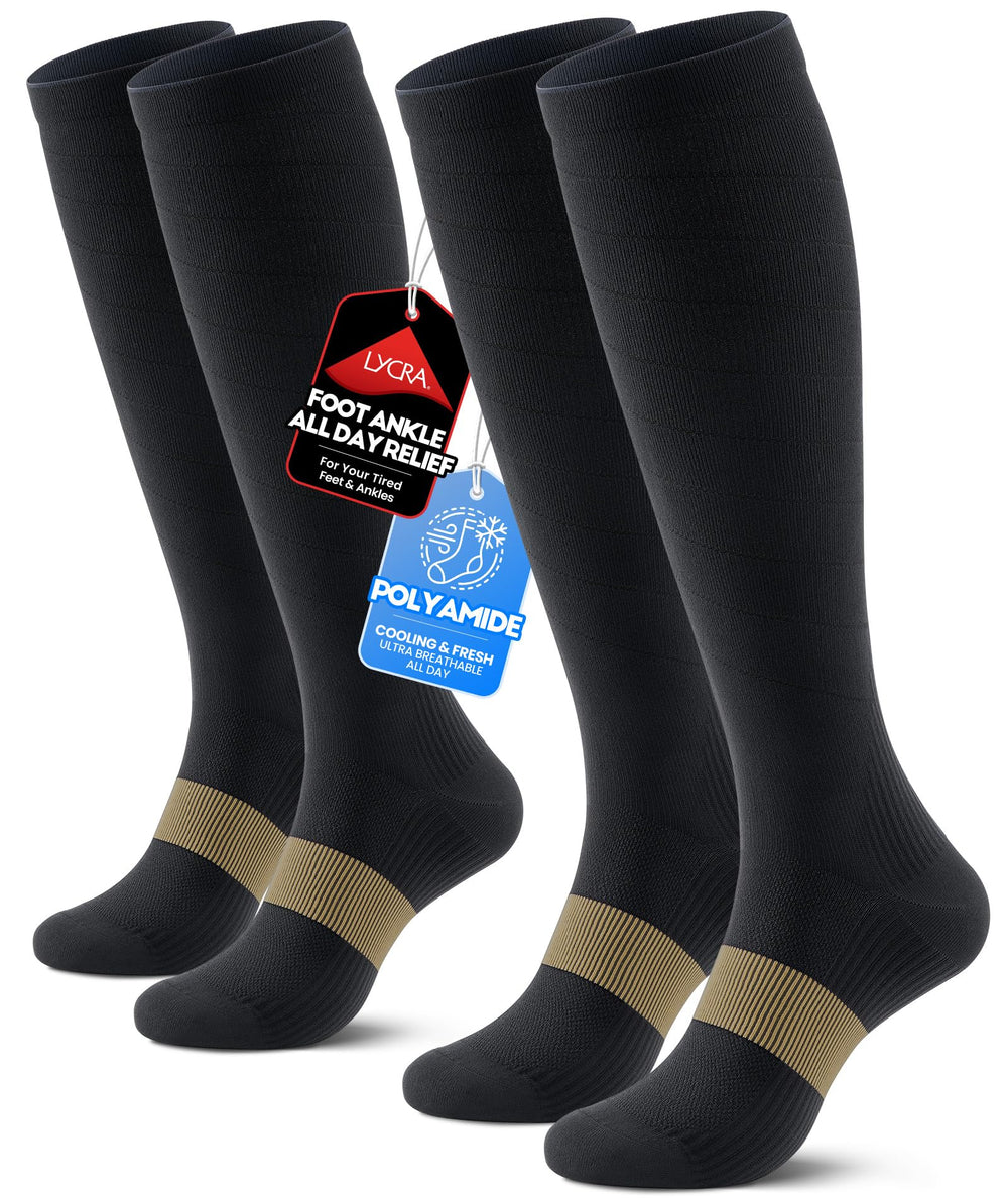 RUIXUE front view of packaged compression socks showing clean design and fit benefits