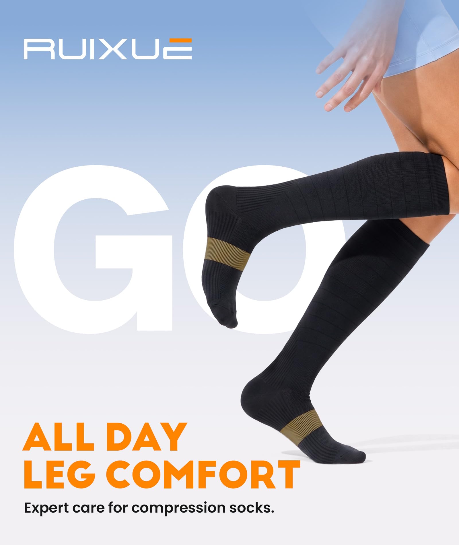 RUIXUE socks laid flat next to a ruler for accurate size and fit comparison