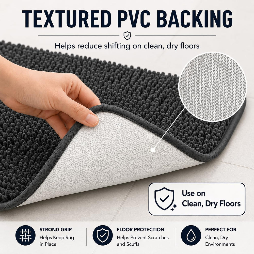 RUN HELIX large bath mat beside tub, demonstrating absorbency and cushioning