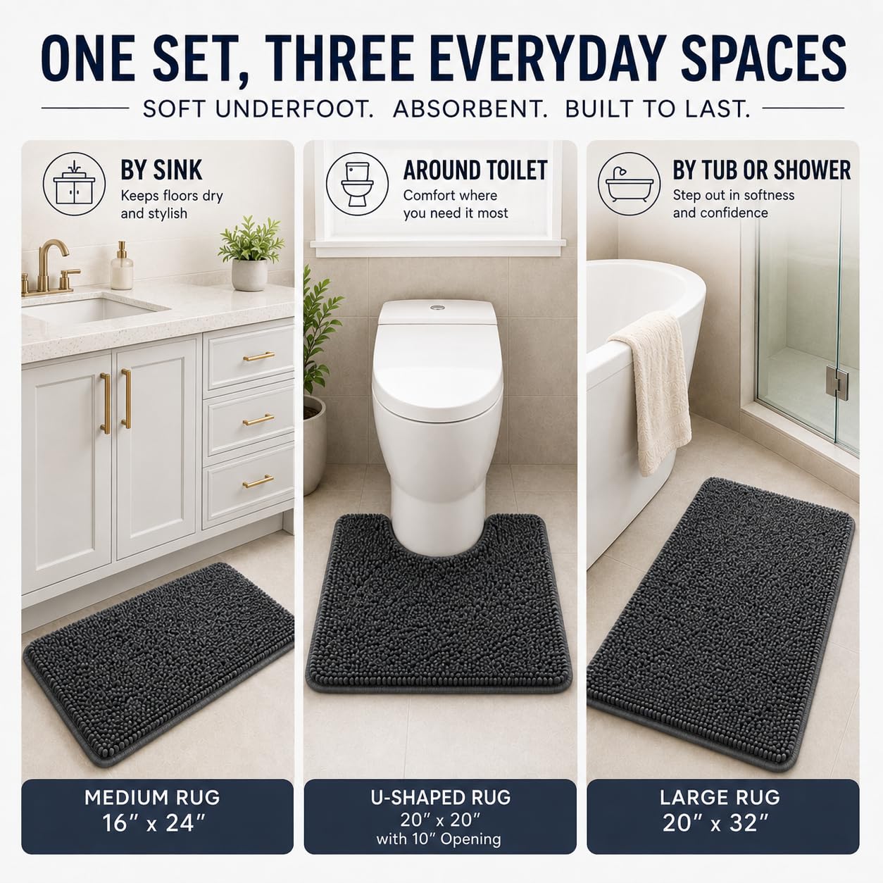 RUN HELIX styled bathroom scene with rugs, adding warmth and decor appeal