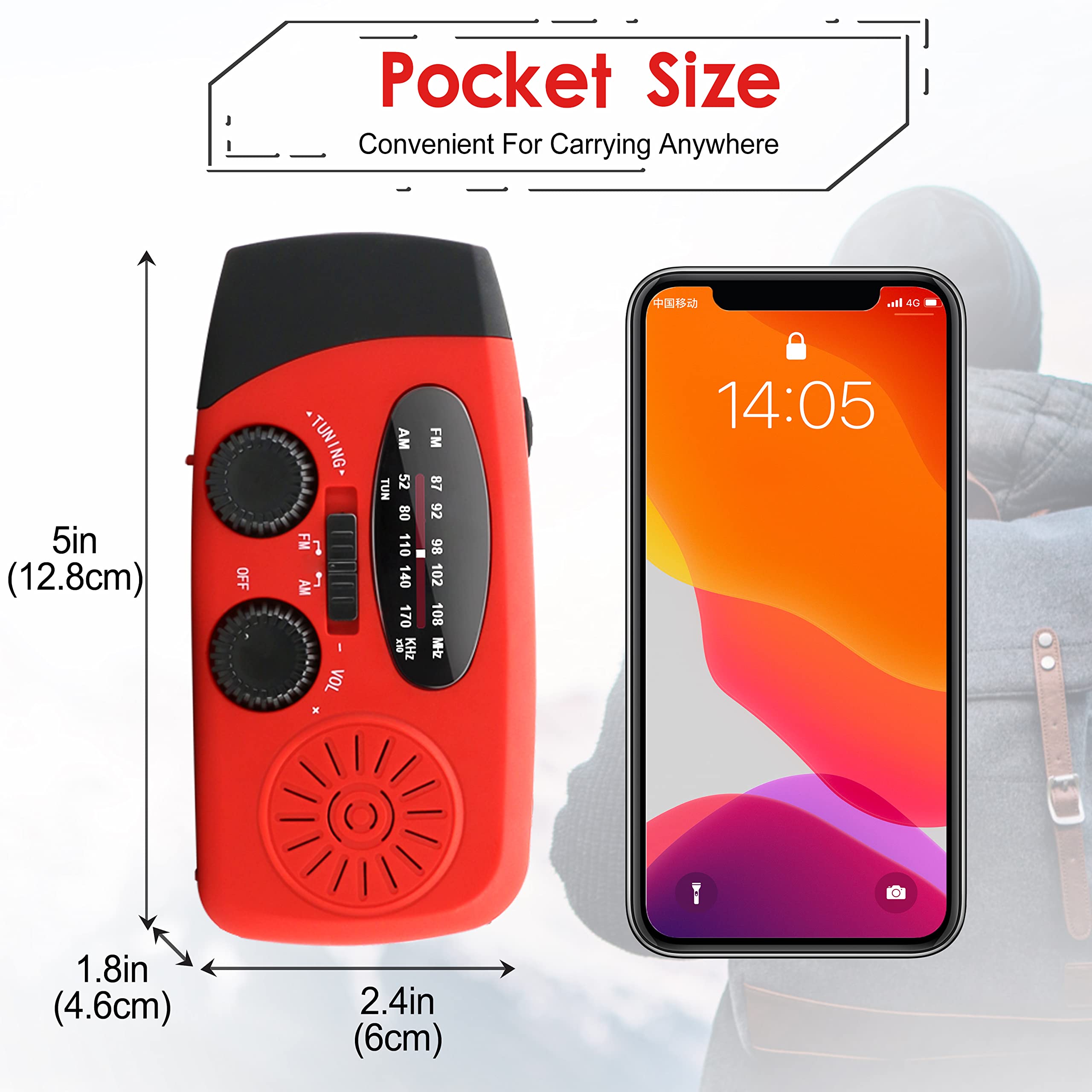 RunningSnail hand crank being turned to generate power, manual charging on demand