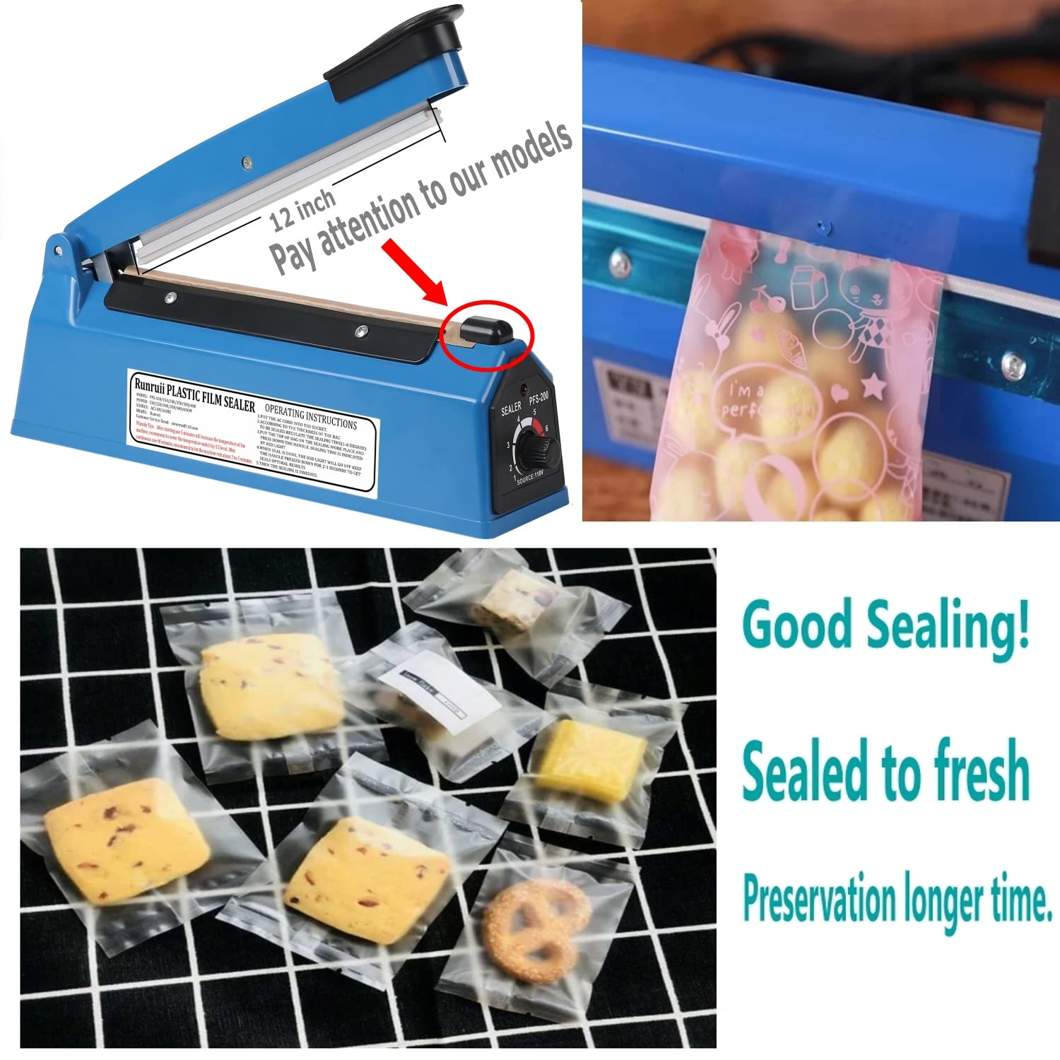 runruii sealed clear PE bag sample showing strong airtight seal for product protection