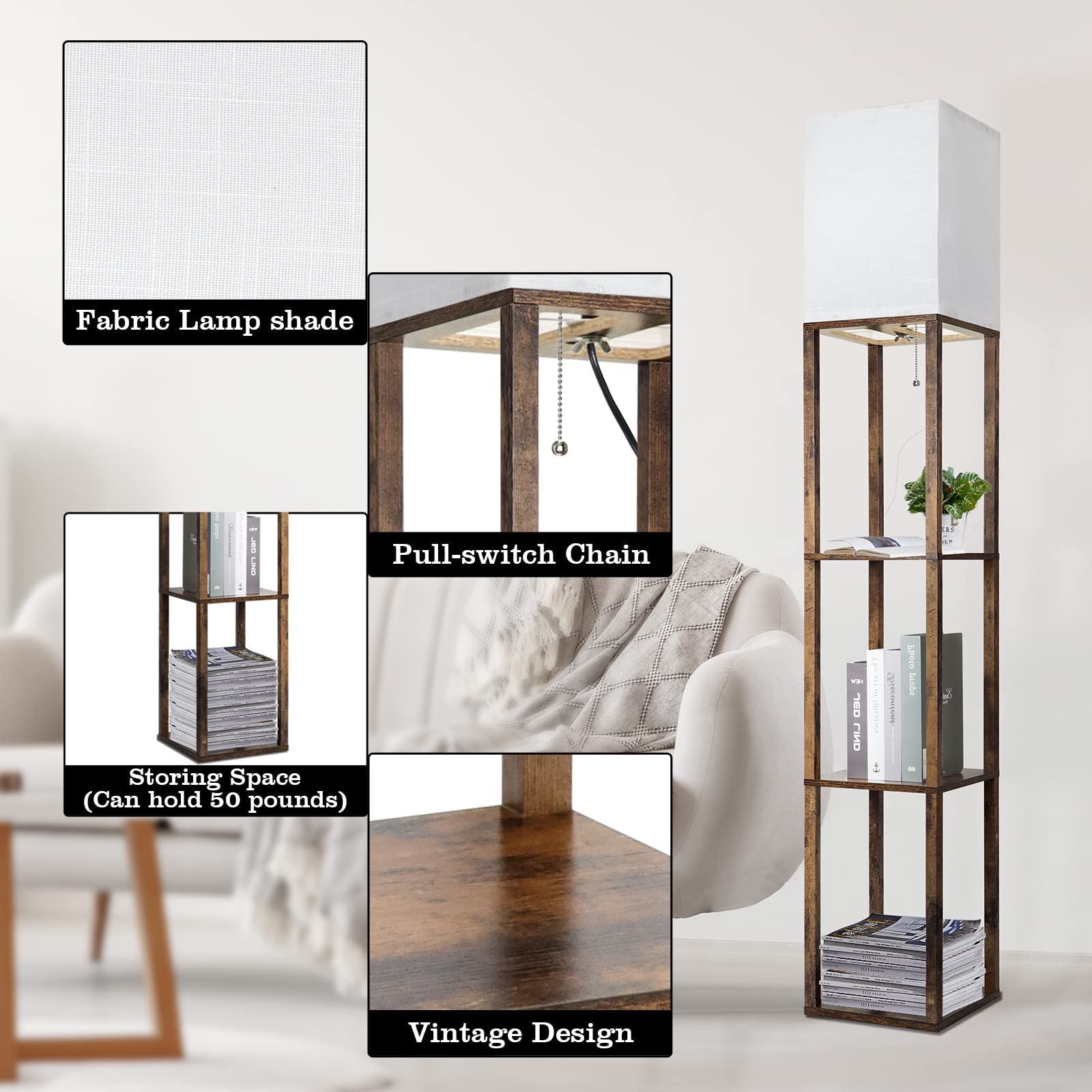 RUNTOP assembled lamp next to sofa to show true 63-inch scale