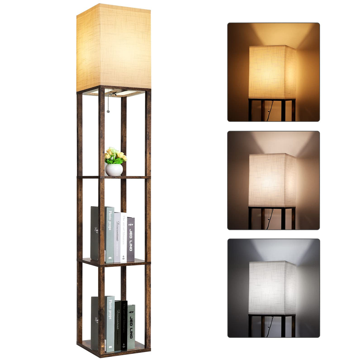 RUNTOP front view of lamp showing shelves and slender profile for space-saving