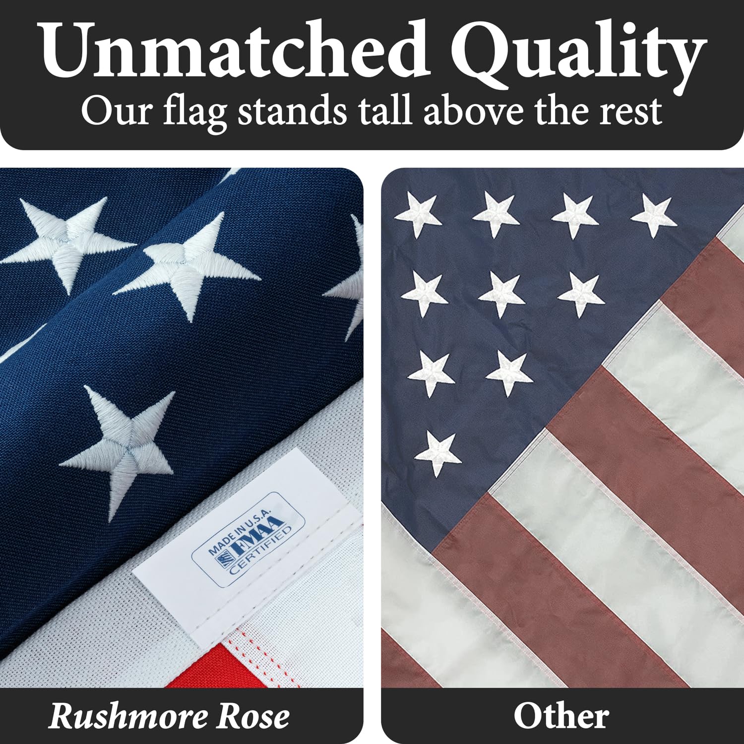 Rushmore Rose USA fabric texture detail, spun polyester color retention benefit