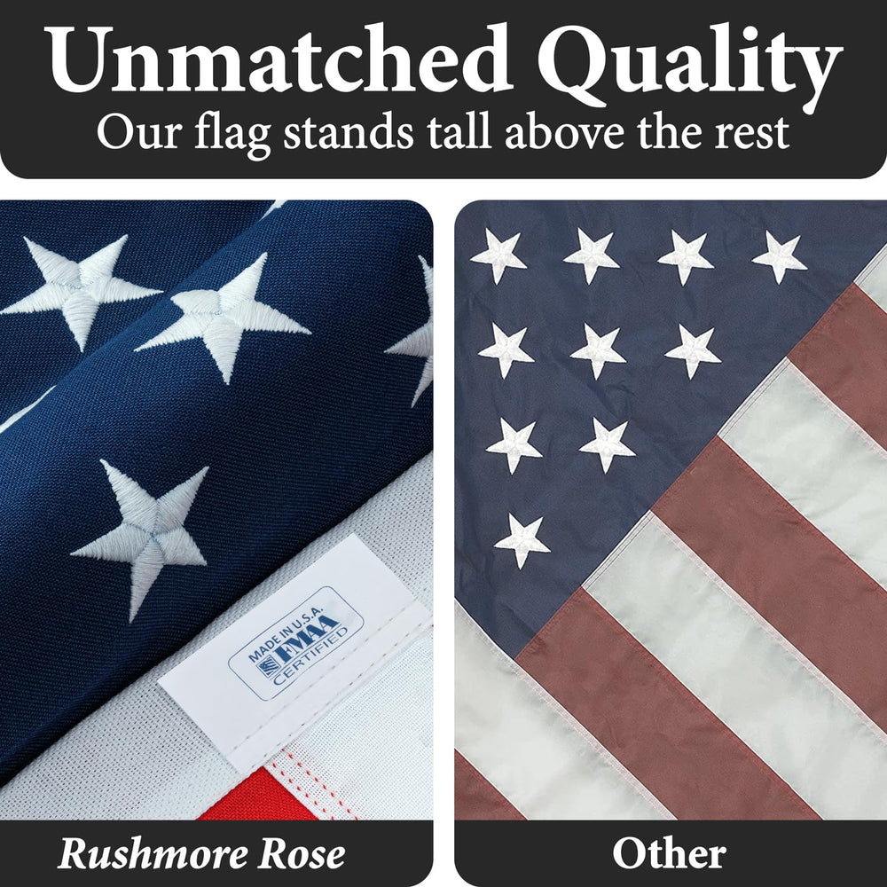Rushmore Rose USA fabric texture detail, spun polyester color retention benefit