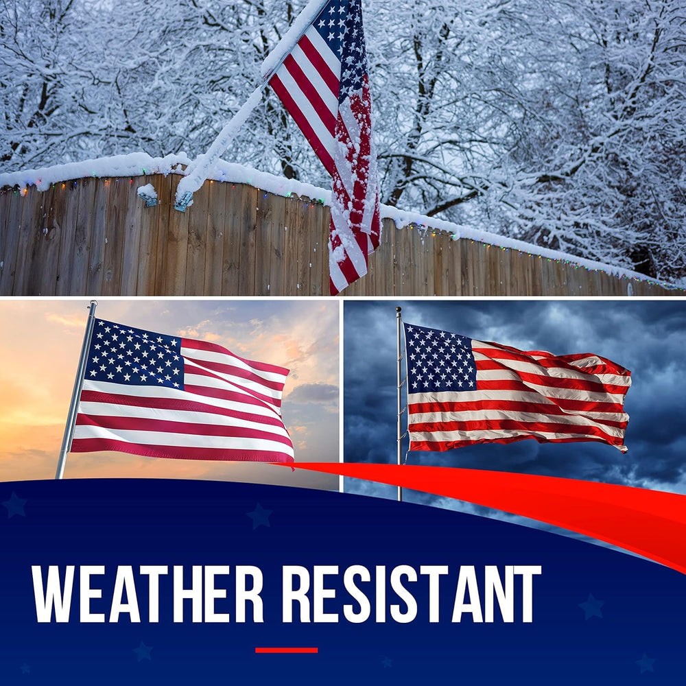 Rushmore Rose USA flag on outdoor pole showing wind-resistant design