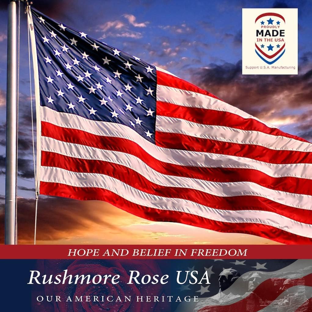 Rushmore Rose USA 3x5 flag size comparison showing scale and fit