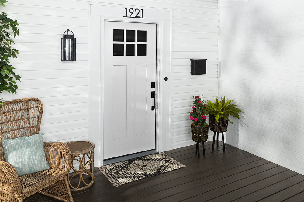 Exterior metal door finished with Rust-Oleum Satin White demonstrating weather resistance and durable coating