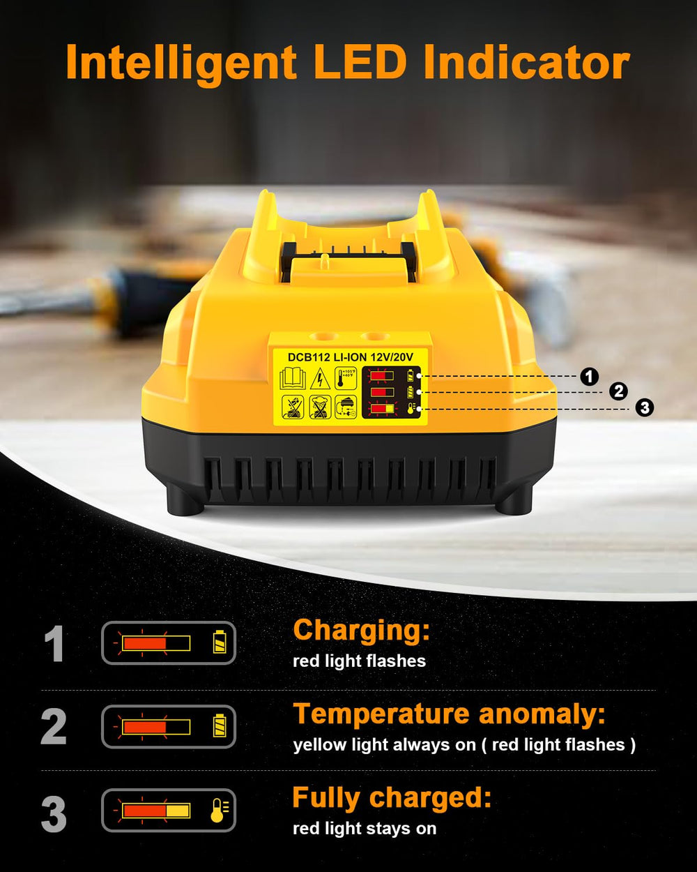 Ruzixt DCB112 power plug and cable showing wide 100–260V compatibility benefit