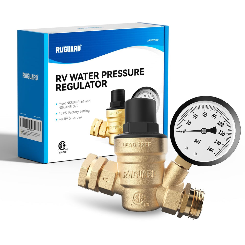 RVGUARD packaging and manual emphasizing CSA approval and lead-free certification