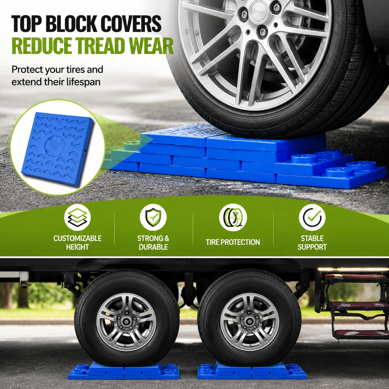 RVMATE top cover under tire protecting tread and reducing compression wear
