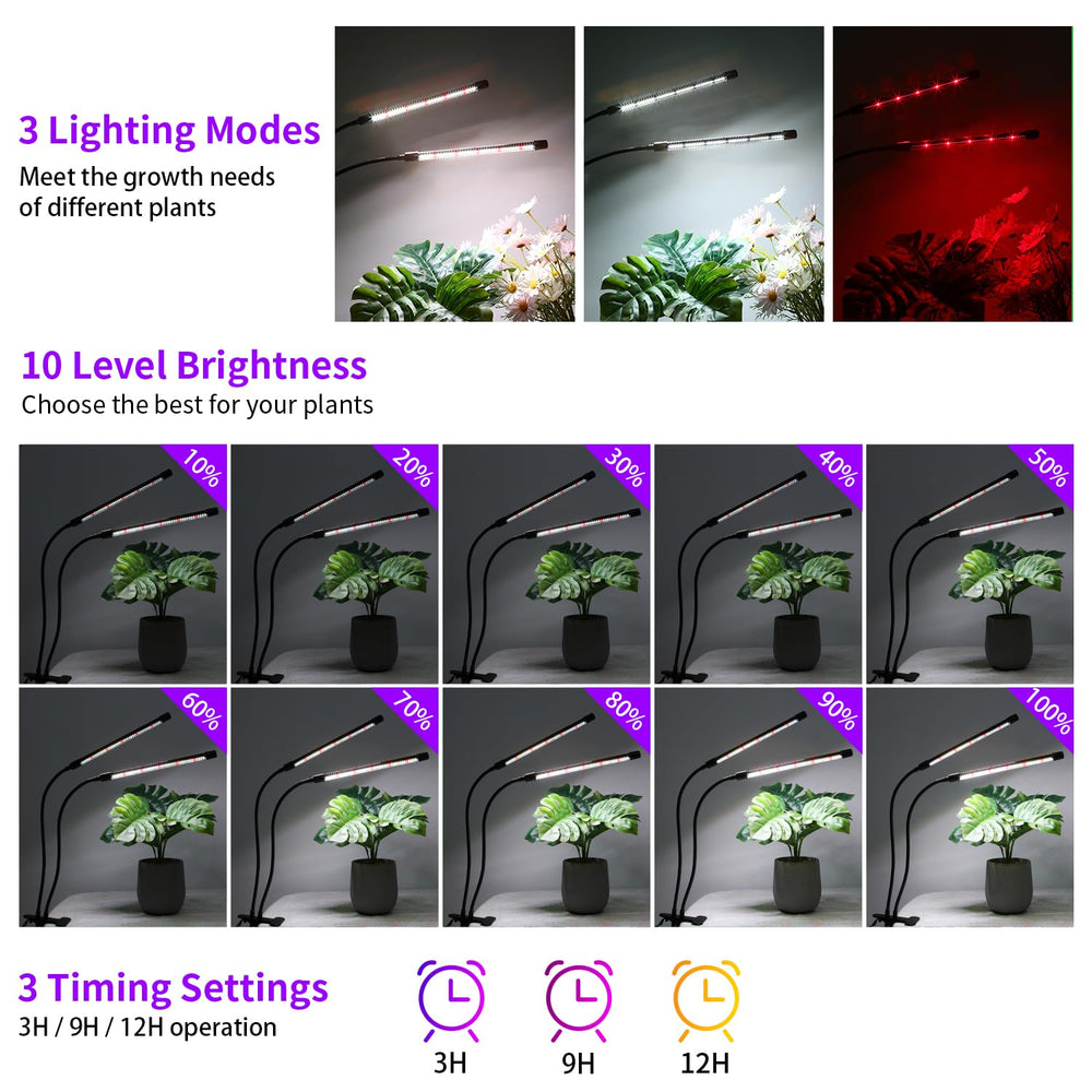 RWNTAO two grow lights illuminating a seedling tray to speed early-stage growth under controlled light