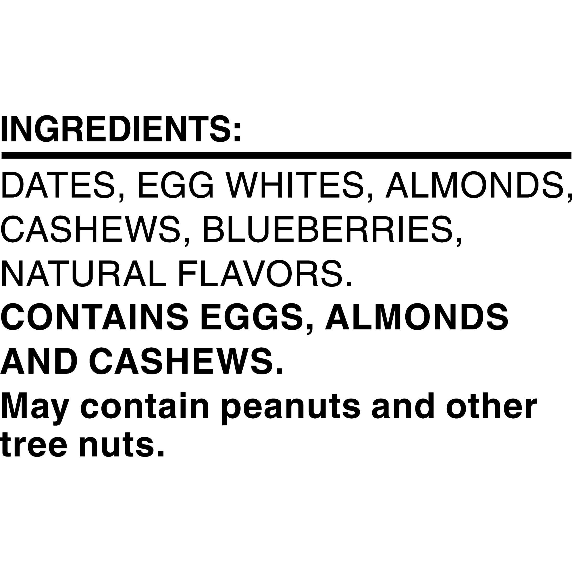 RXBAR blueberry nutrition label close-up showing protein content and gluten-free note