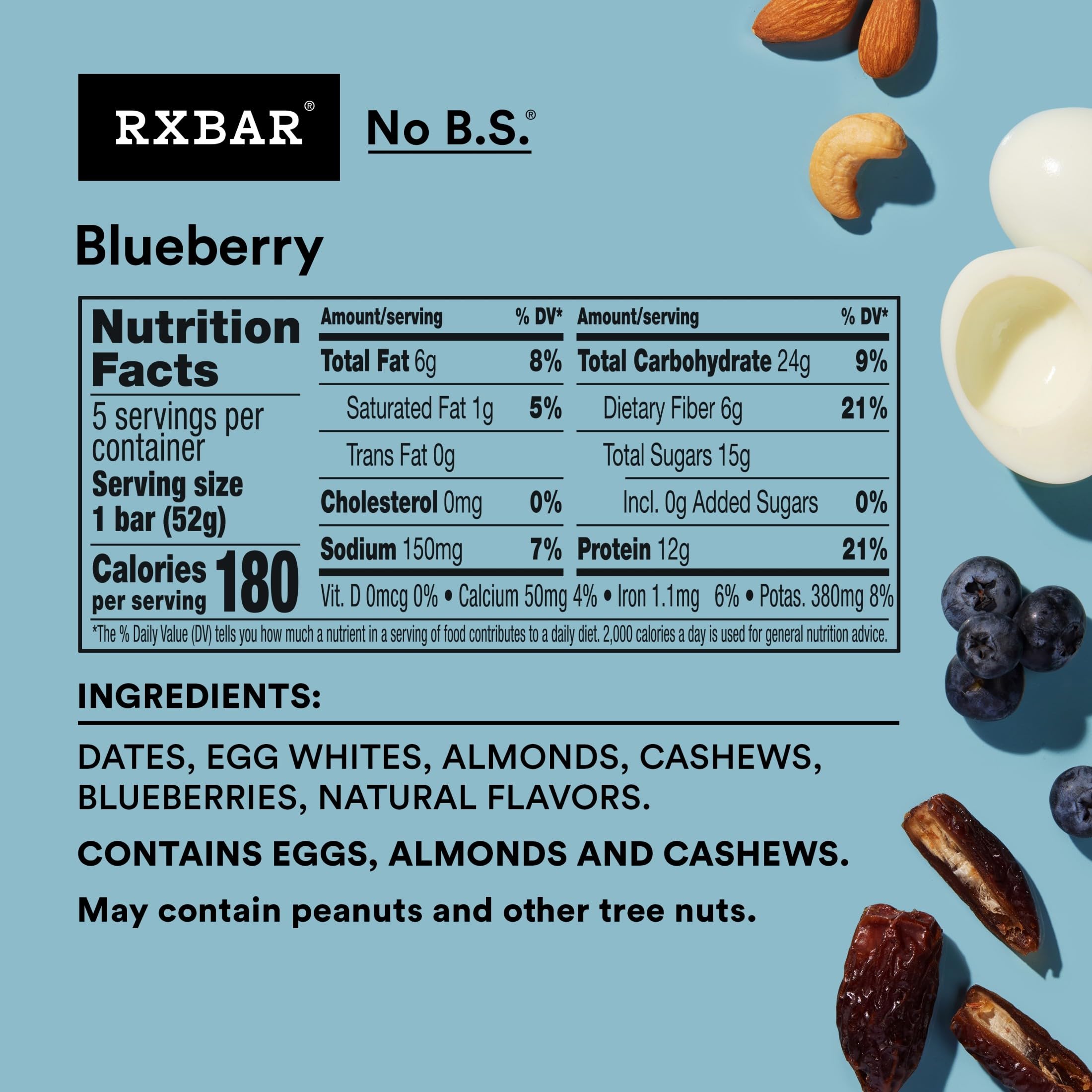 RXBAR blueberry open bar close-up showing chewy texture and visible fruit pieces
