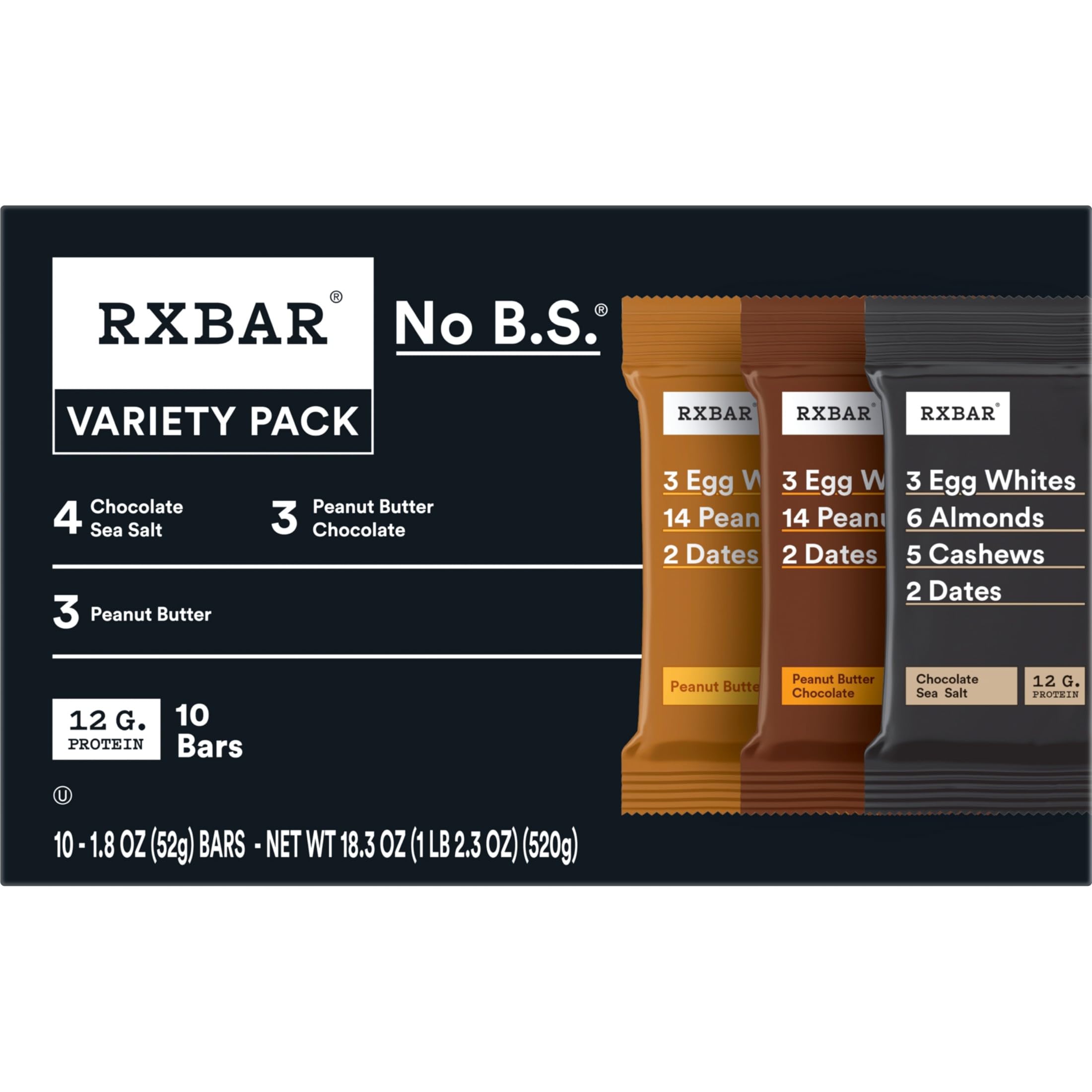 RXBAR Chocolate Sea Salt bar cross-section with chocolate and crunch