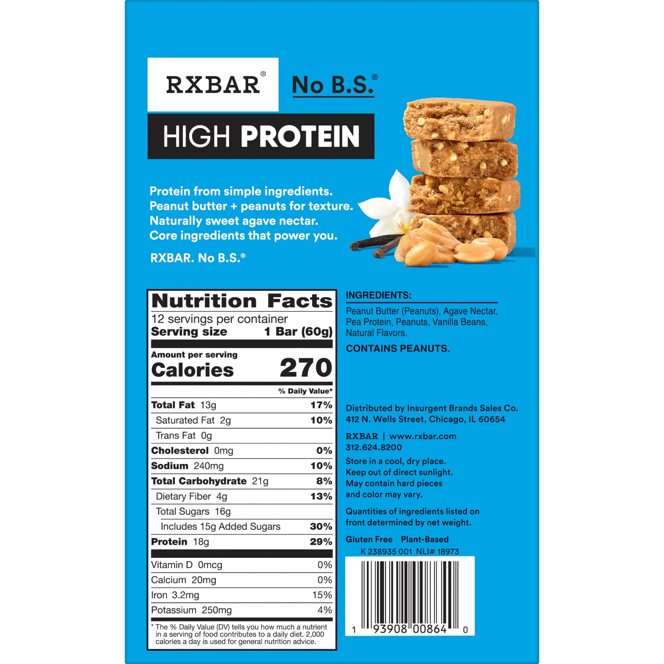 RXBAR open box displaying twelve bars to show quantity and retail packaging