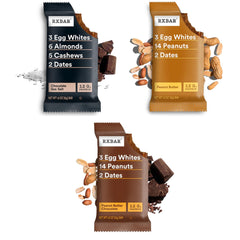 RXBAR Peanut Butter bar unwrapped showing nut pieces for satiety