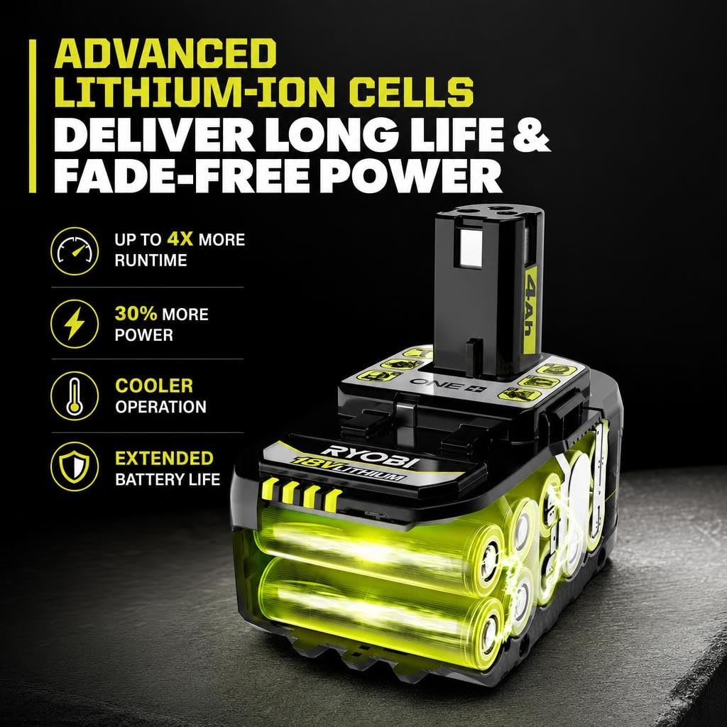 RYOBI PBP004 rear slide mount showing compatibility with ONE+ tools for tool flexibility