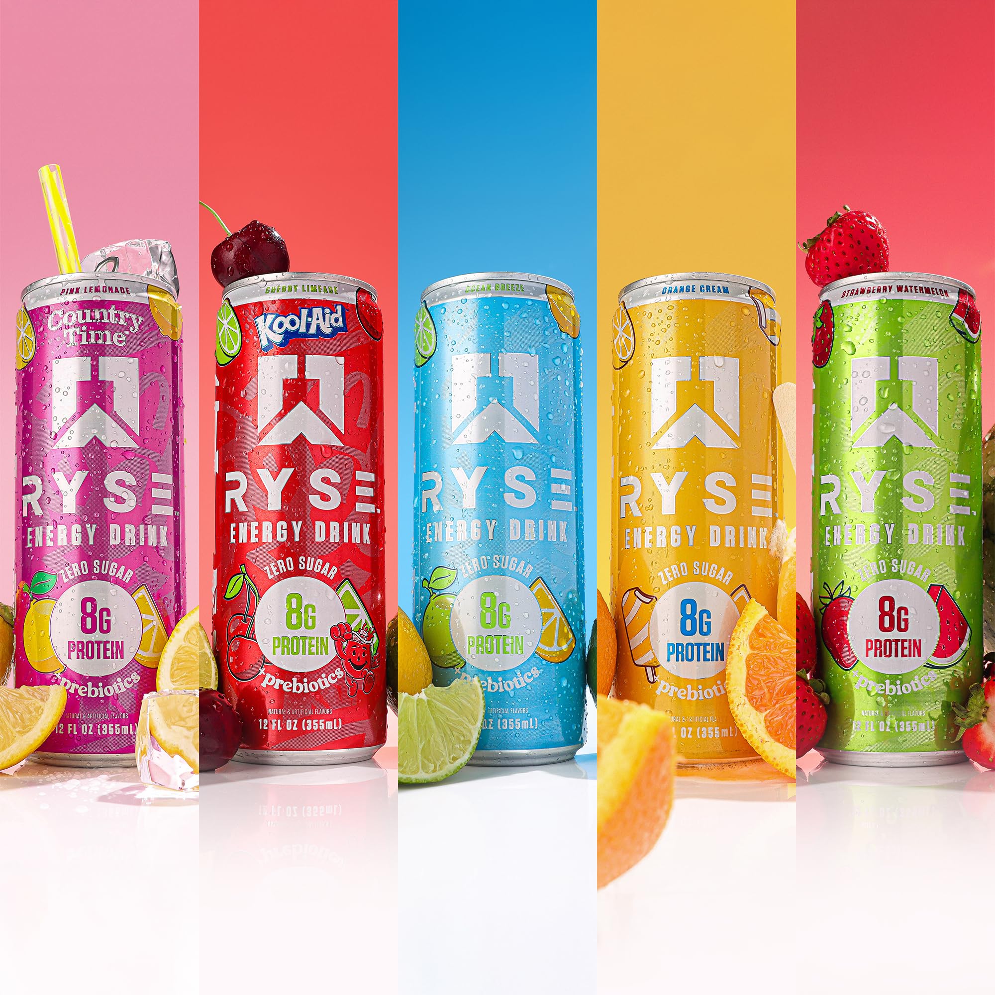 RYSE Up Supplements can next to smartphone showing 12 fl oz scale and portability
