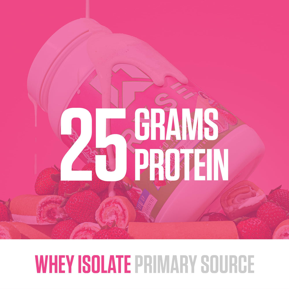 RYSE Up Supplements scoop with powder beside tub to show serving size and scale