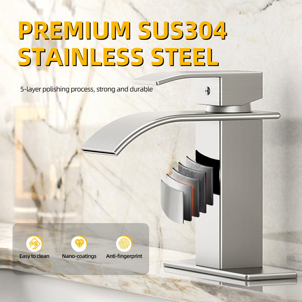 ryuwanku faucet next to ruler showing compact dimensions for small to medium sinks