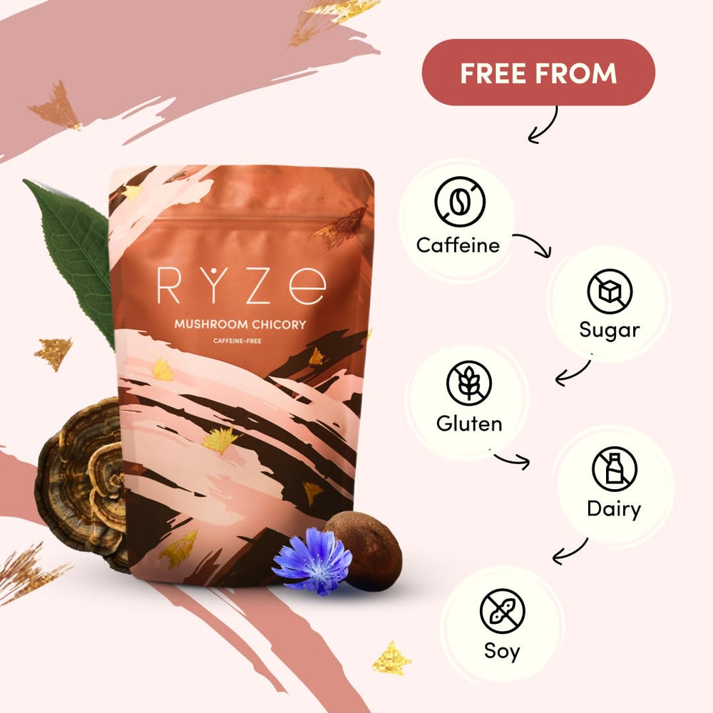 RYZE SUPERFOODS on breakfast table conveying ritual and morning routine support