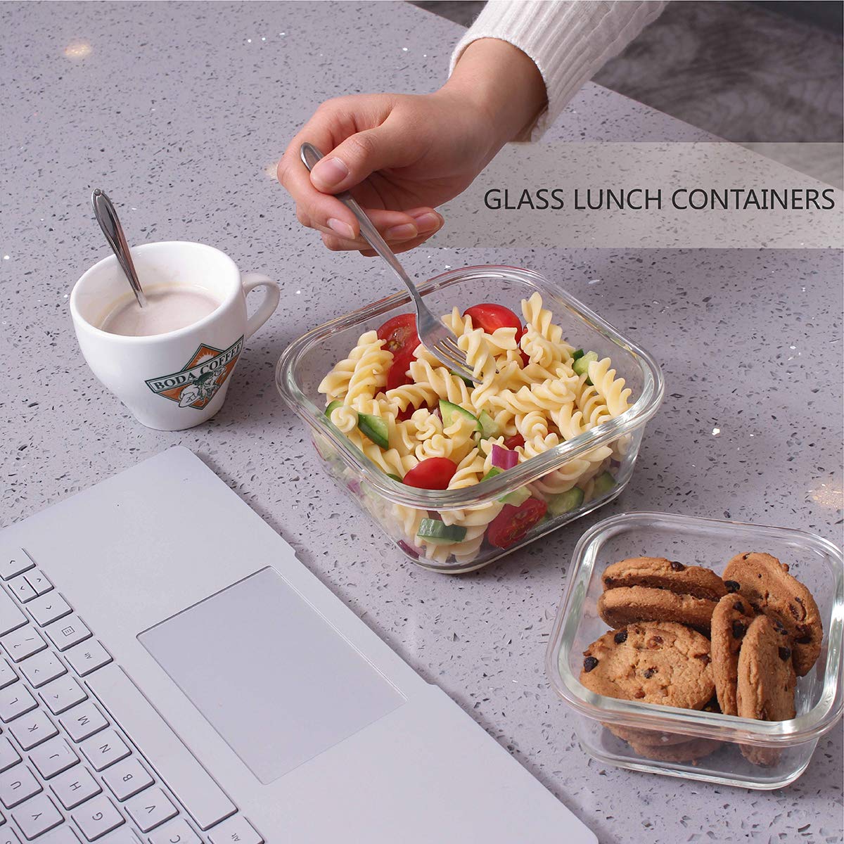 S SALIENT container beside utensils showing scale for portion control and serving sizes